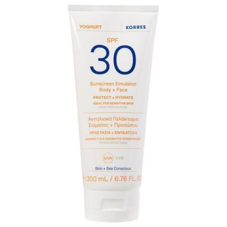 Korres Zonneproducten Yoghurt zonbeschermingsemulsie voor lichaam en gezicht SPF30 Zonnebrand Dames 200 ml
