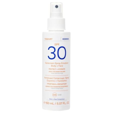 Korres Zonneproducten Yoghurt zonnespray emulsie voor gezicht en lichaam SPF30 Zonnebrand Dames 150 ml