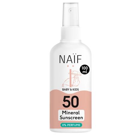 Naif Naïf Minerale Zonnebrandspray 0% parfum voor Baby & Kids Factor 50 100ML