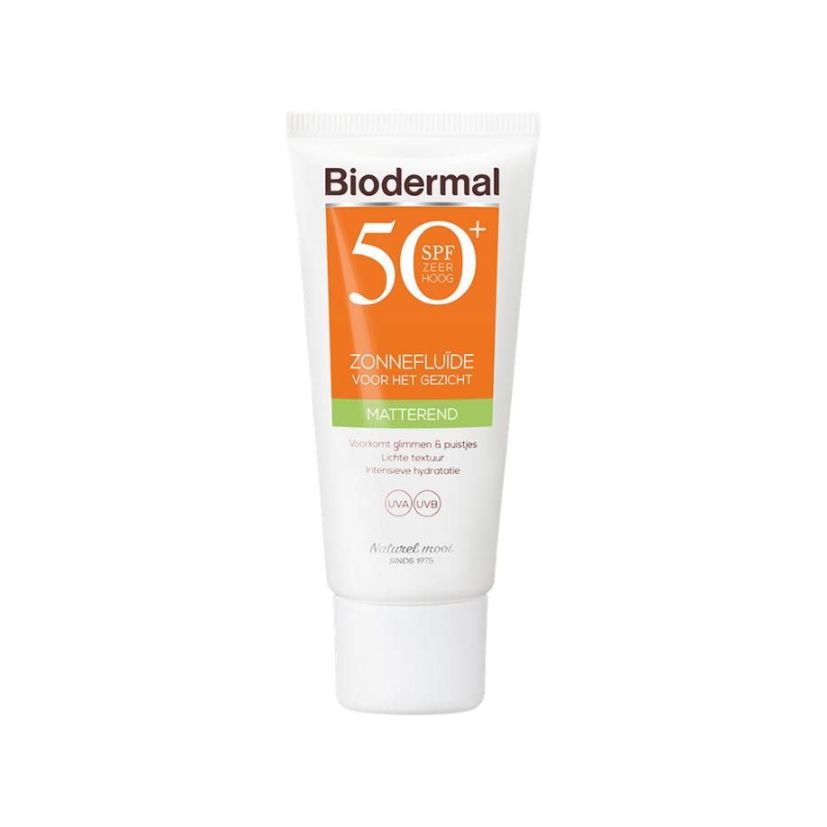 Biodermal Zonnefluïde Gezicht - Matterend SPF50+