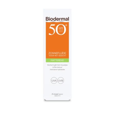 Biodermal Zonnefluïde Gezicht - Matterend SPF50+