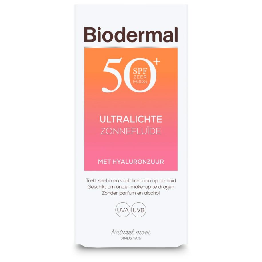 Biodermal Ultralichte Zonnefluïde - Zonnebrand met SPF50+ - Zonnebrand gezicht
