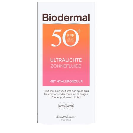 Biodermal Ultralichte Zonnefluïde - Zonnebrand met SPF50+ - Zonnebrand gezicht
