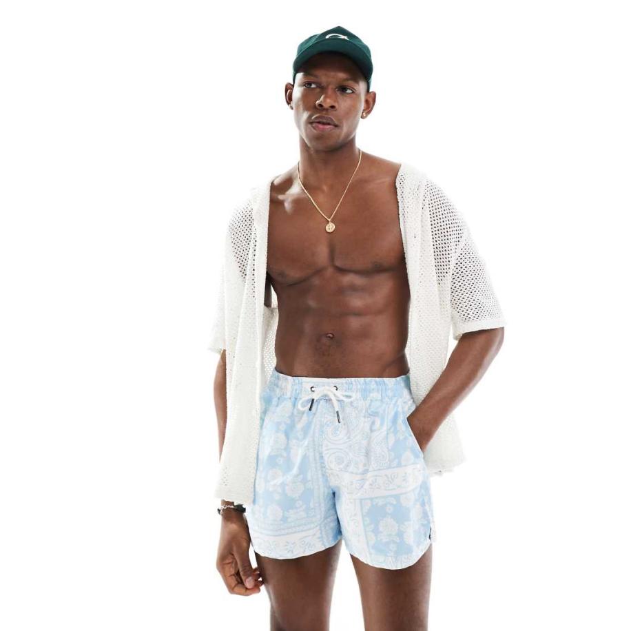 Aray - Zwemshort met paisleyprint in lichtblauw Blauw