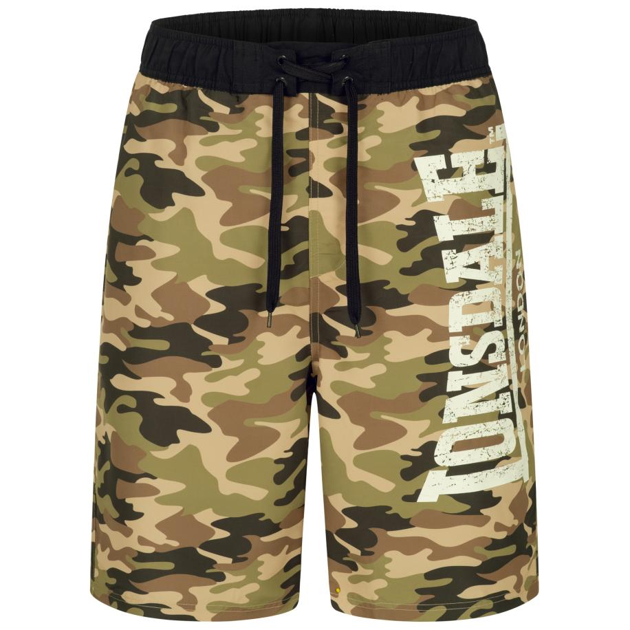 LONSDALE Sportzwembroek beige / lichtbruin / groen / zwart / wit Bruin