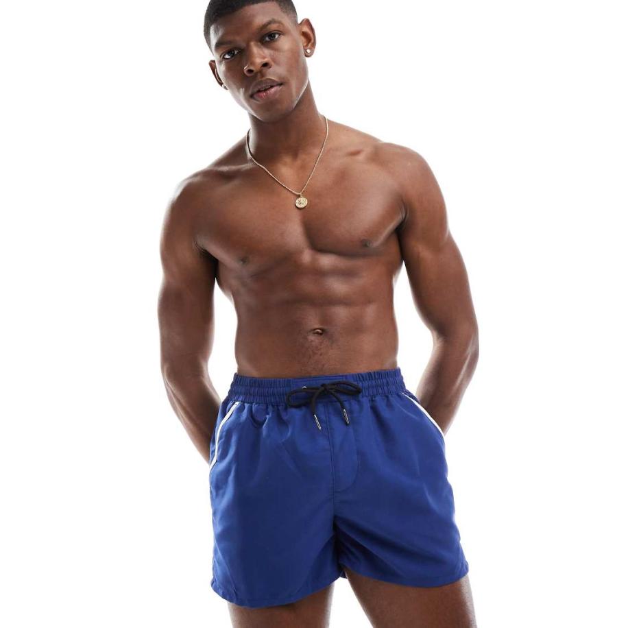 Aray - Zwemshort met contrasterende biezen in marineblauw Blauw