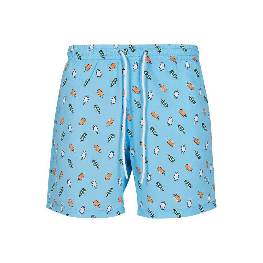 Urban Classics Urban Classics Zwemshorts lichtblauw / geel / wit -