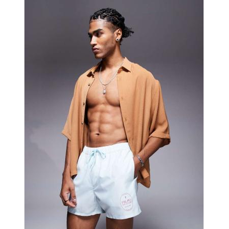 ASOS DESIGN - Korte gestreept zwemshort in blauw en wit