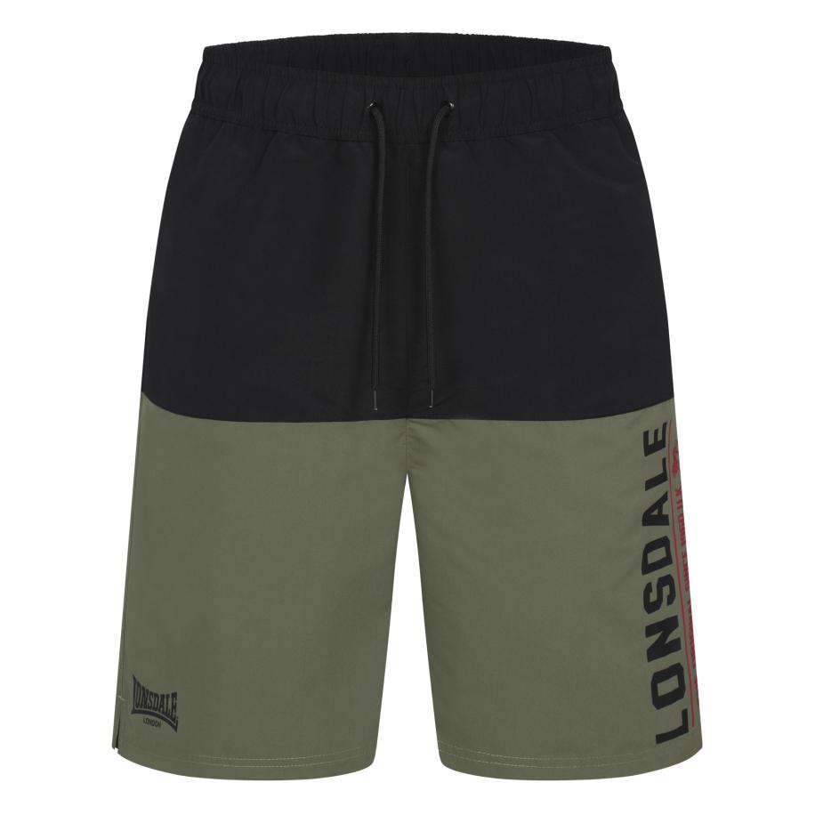 LONSDALE Zwemshorts Hayling olijfgroen / donkeroranje / zwart Multicolor
