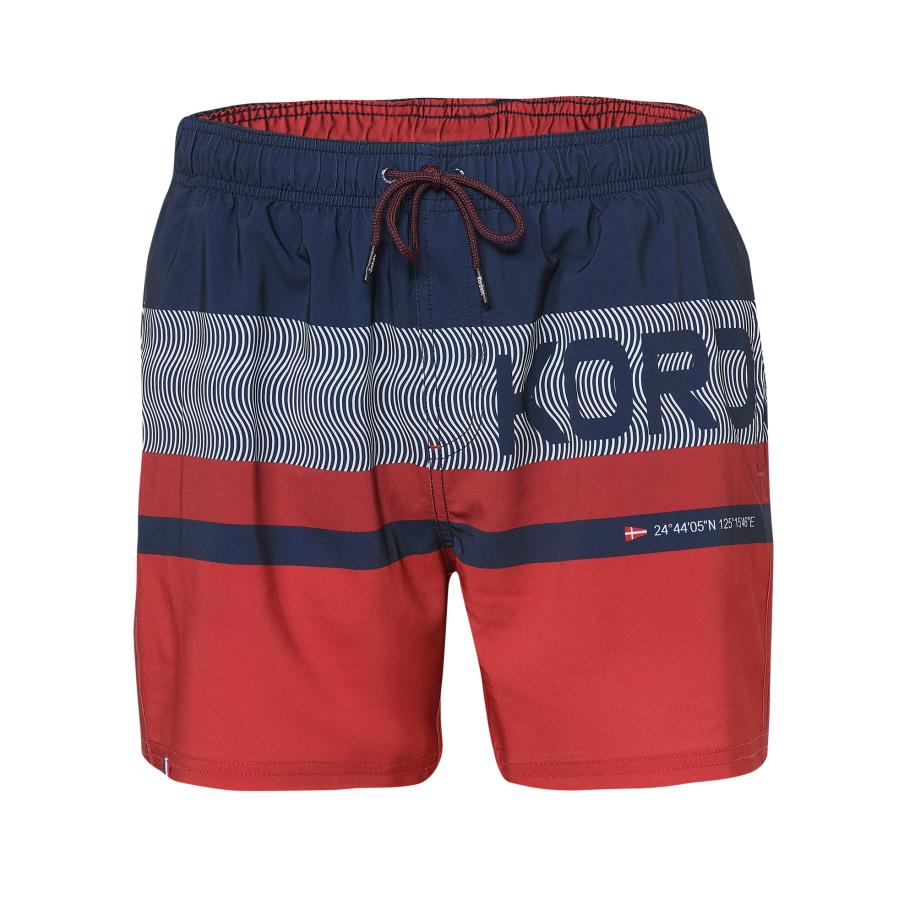 KOROSHI KOROSHI Zwemshorts navy / robijnrood / wit -
