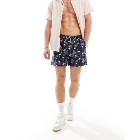 Jack & Jones - Zwemshort met flamingoprint in marineblauw