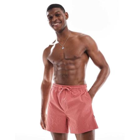 ONLY & SONS - Seersucker zwemshort in donkerroze