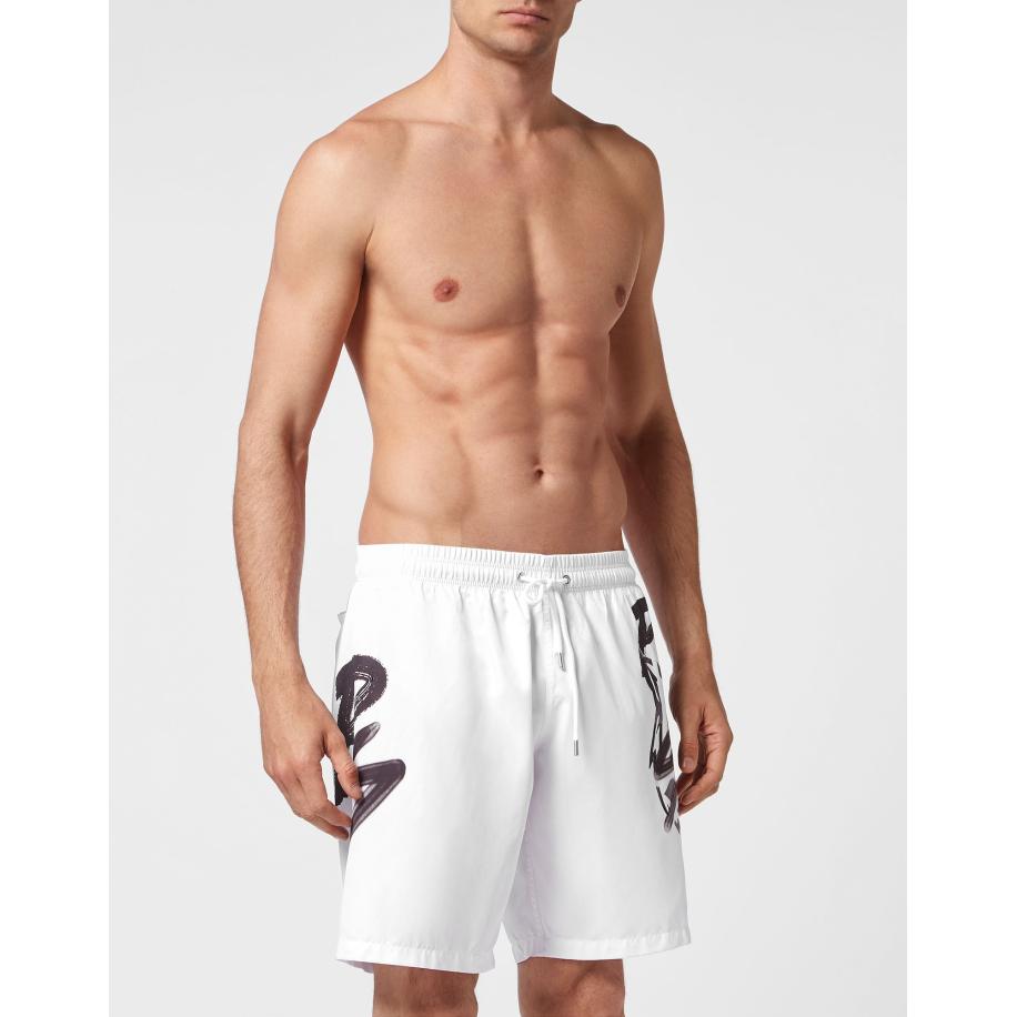 Plein Sport Plein Sport Zwemshorts Tiger grijs / zwart / wit -