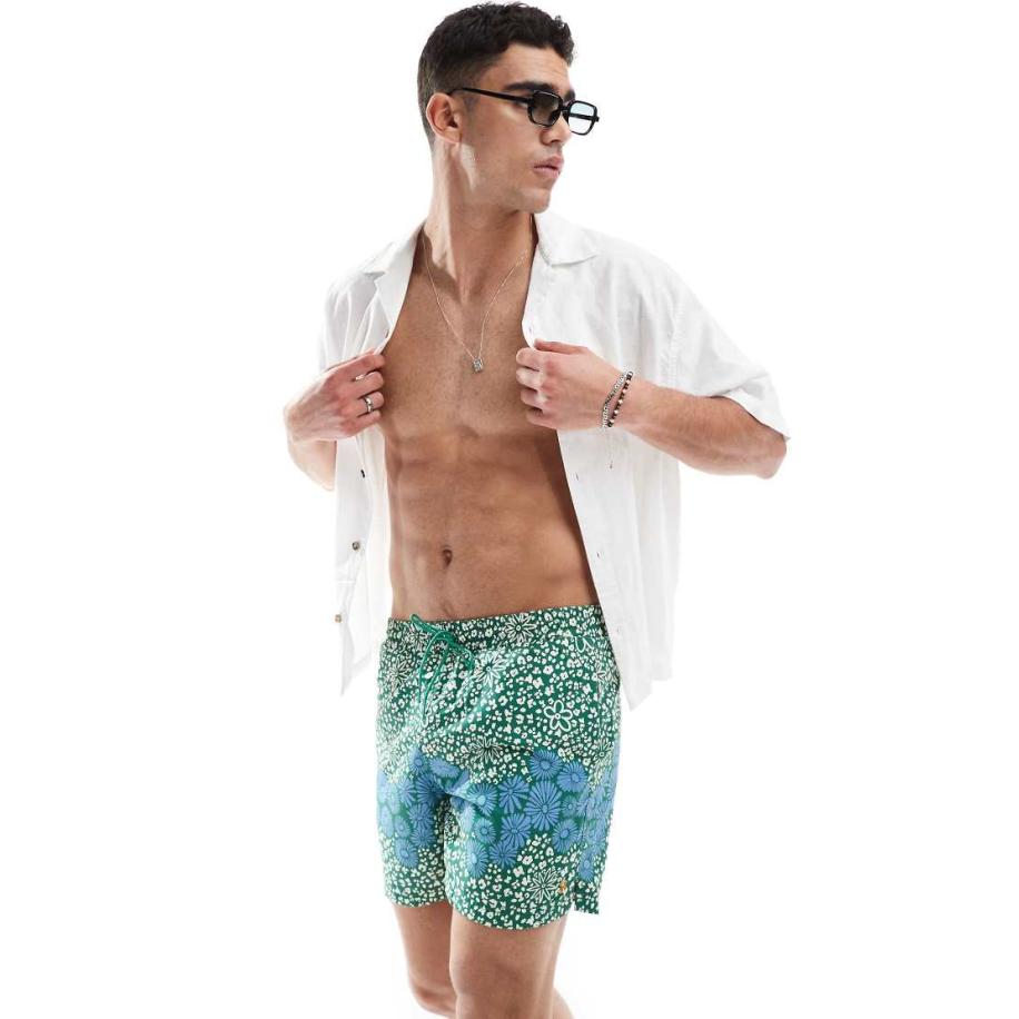 Farah - Colbert - Zwemshort met bloemenprint in groen Groen