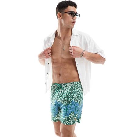 Farah - Colbert - Zwemshort met bloemenprint in groen