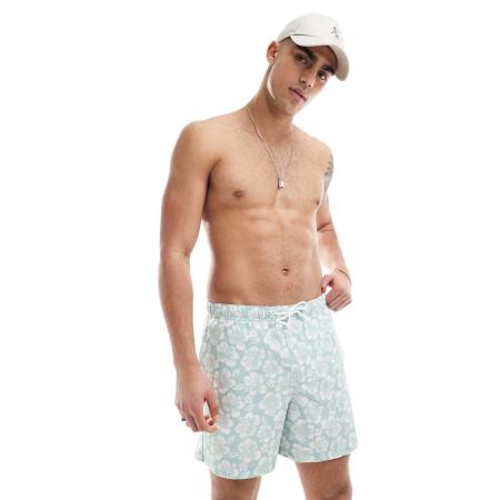 Hollister - Y2K zwemshort in lichtblauw met bloemenprint
