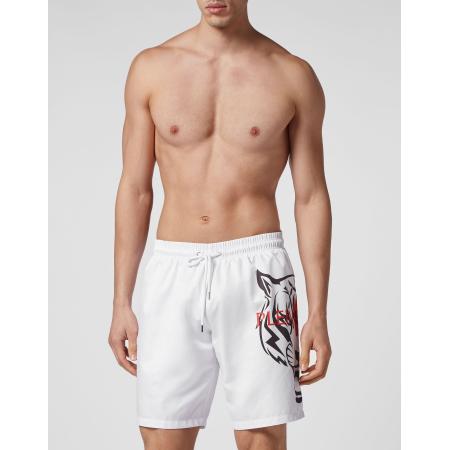 Plein Sport Plein Sport Zwemshorts Tiger lichtrood / zwart / wit