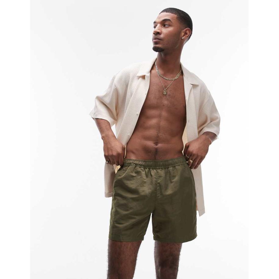 Topman - Zwemshort in kaki-Groen Groen