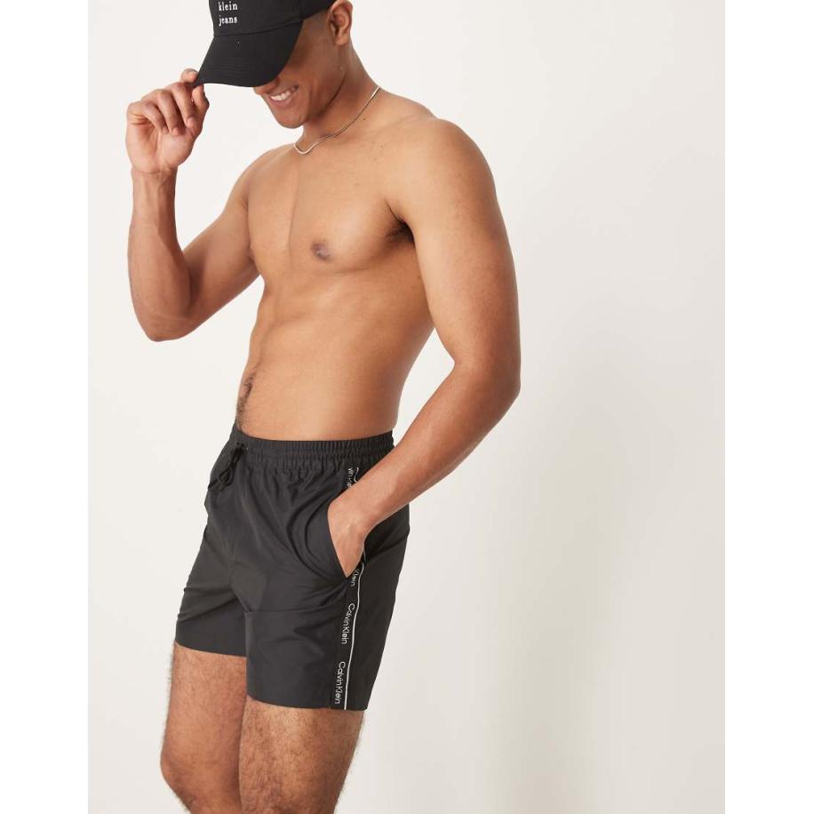 Calvin Klein - Zwemshort met logobies en trekkoord in zwart Zwart