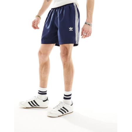 adidas Originals - Zwemshort met trefoil en 3-Stripes in marineblauw