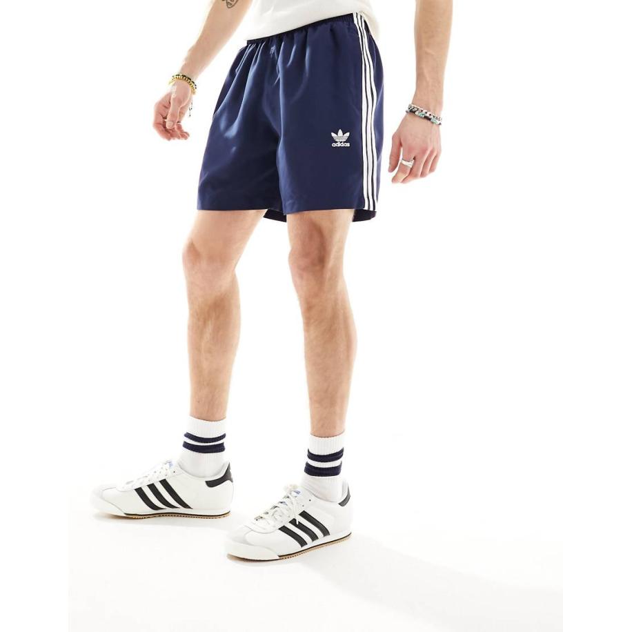 adidas Originals - Zwemshort met trefoil en 3-Stripes in marineblauw Blauw