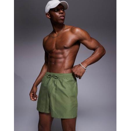 ASOS DESIGN - Korte zwemshort in kaki-Groen