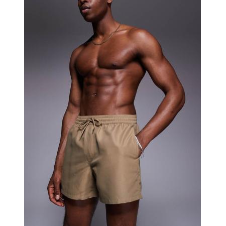ASOS DESIGN - Korte zwemshort in stone-Neutraal