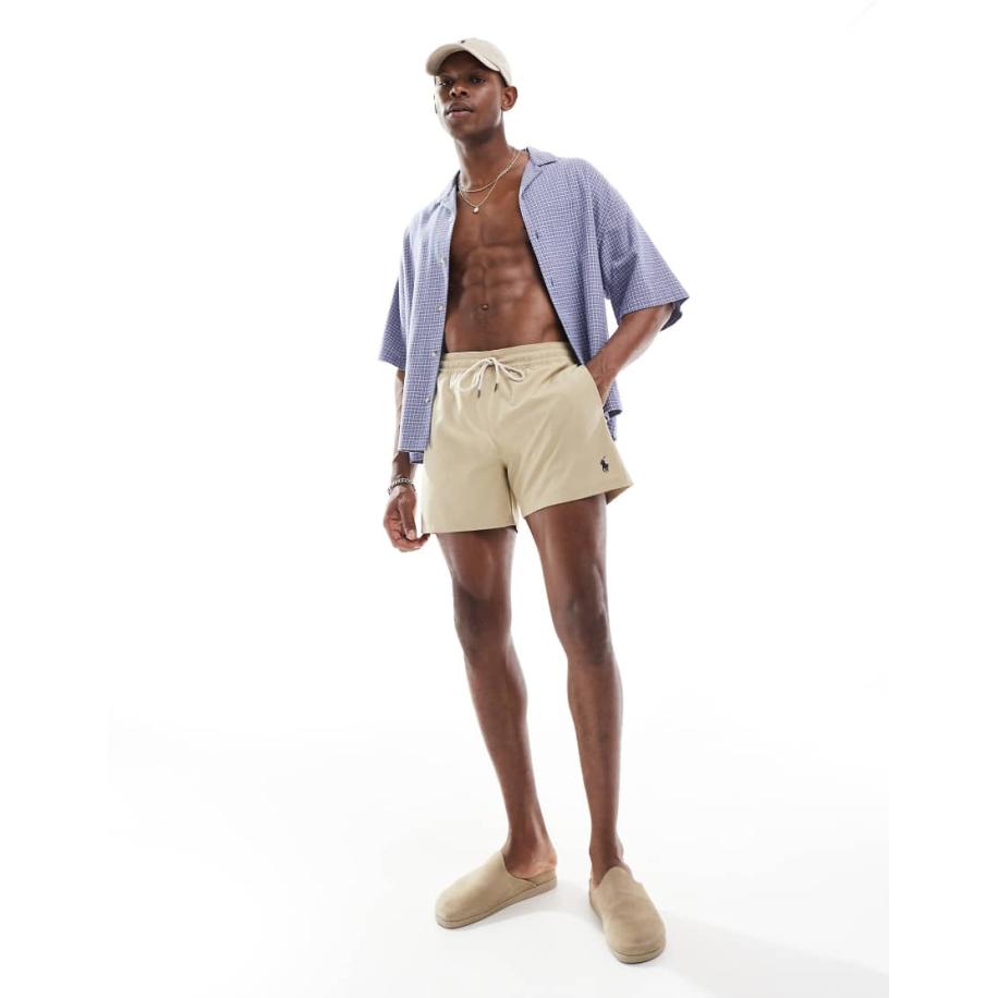 Polo Ralph Lauren - Traveler - Slim-fit halflange zwemshort met logo in beige-Neutraal Multicolor