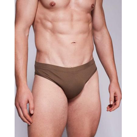 ASOS DESIGN - Zwemslip met textuur in bruin