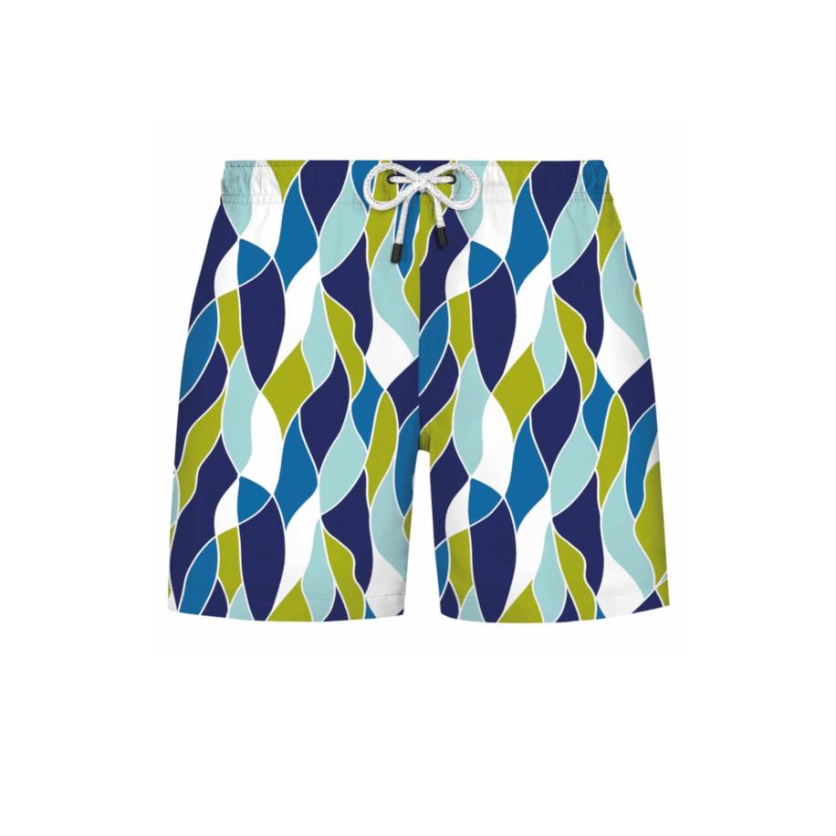 WESTMARK LONDON WESTMARK LONDON Zwemshorts Geometric turquoise / donkerblauw / riet / wit -