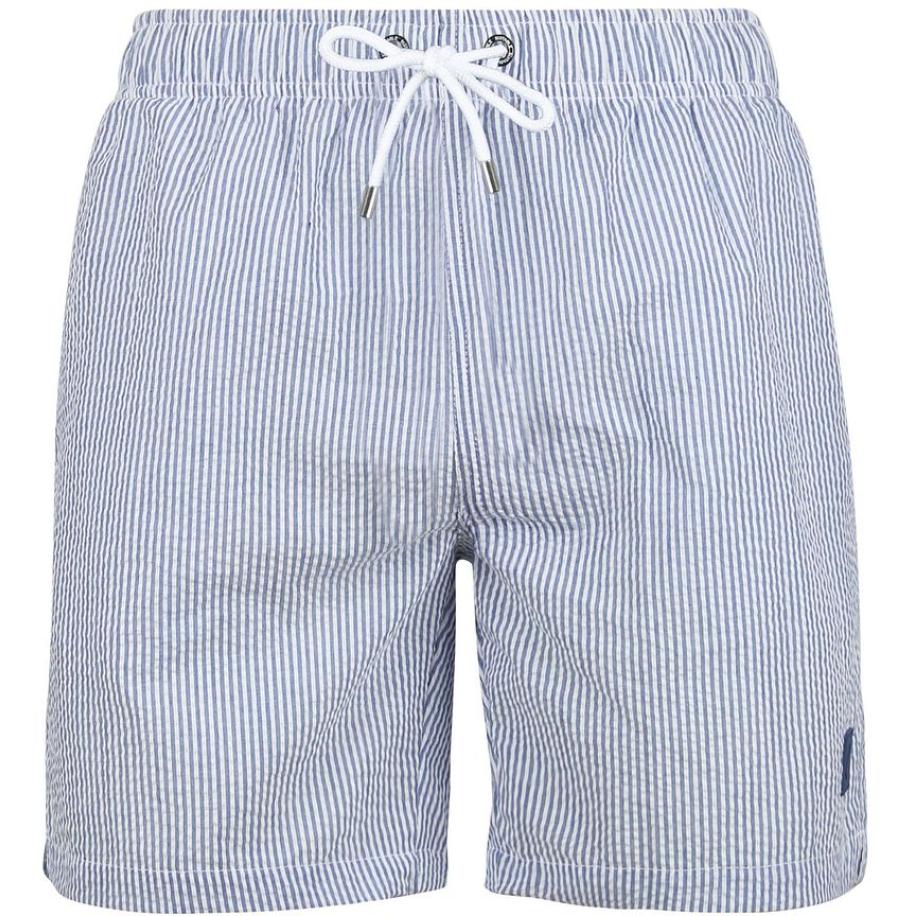 Suitable Zwembroek Stripe Seersucker Blauw Blauw