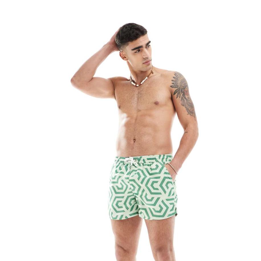 Aray - Zwemshort met grote geometrische print in groen Groen