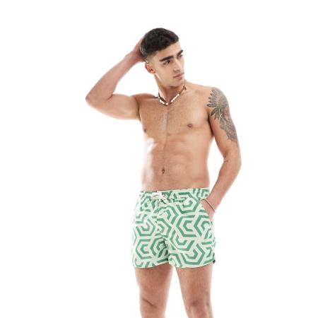 Aray - Zwemshort met grote geometrische print in groen