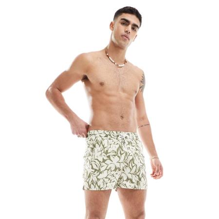 Aray - Zwemshort met abstracte bloemenprint in groen