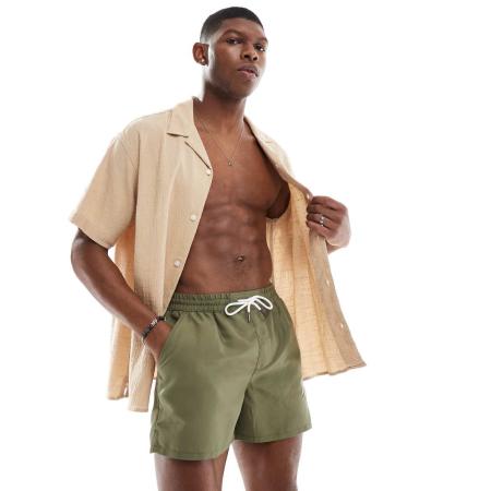 Aray - Zwembroek met geborduurde palmbomen in kaki-Groen