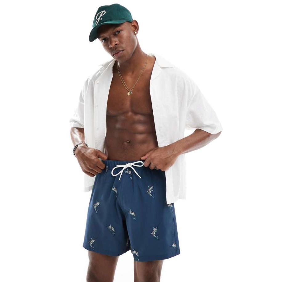 Hollister - 8 board-zwemshort met vissenprint in blauw Blauw